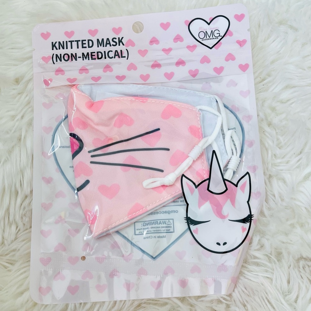 New OMG girl Kids Pink Heart Unicorn Face Mask cute soft beautiful 🎁 stylish